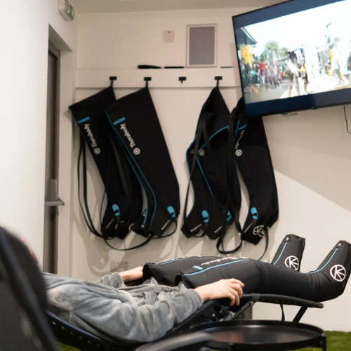 Compression boot therapy at HQ Recovery